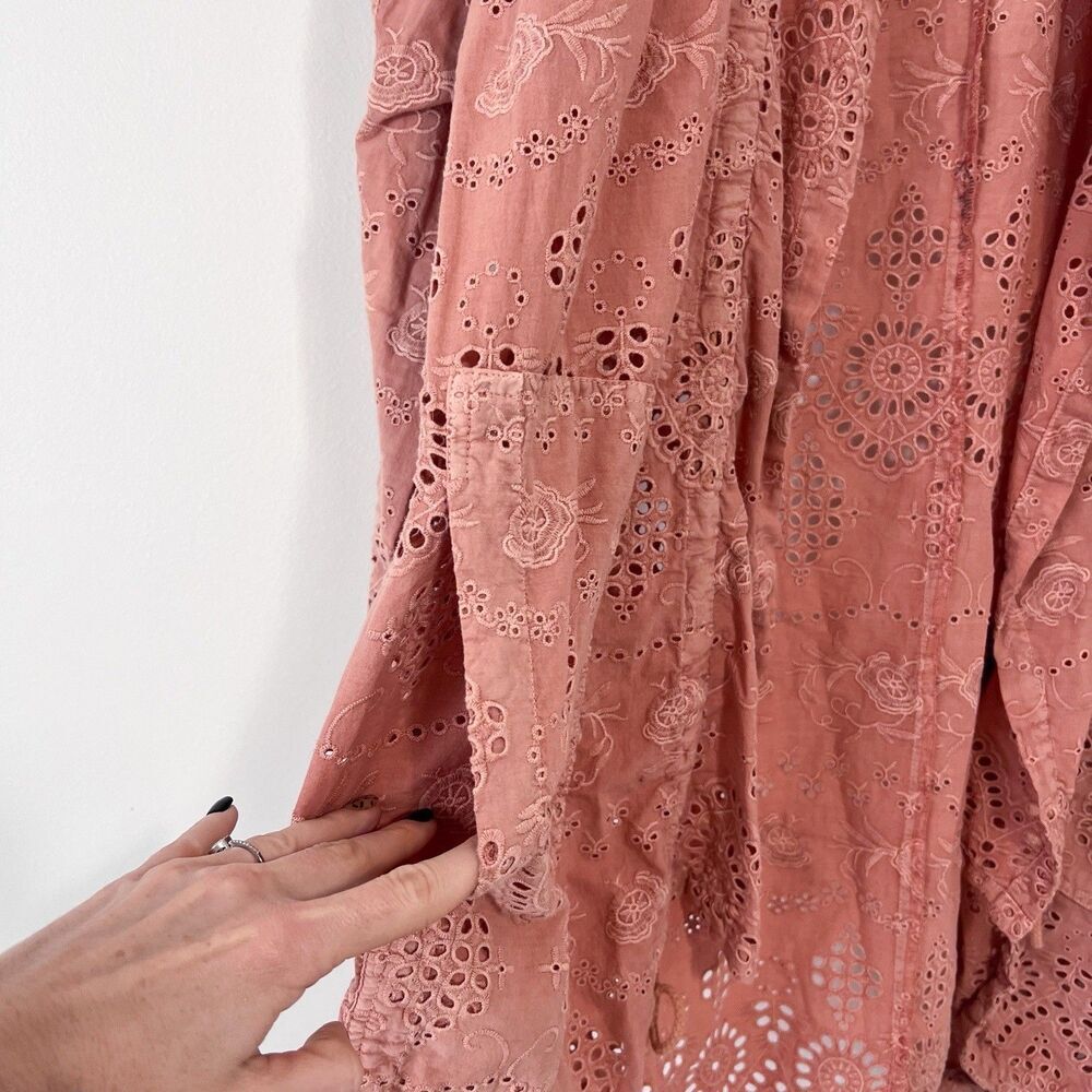 SUNDANCE Moonlight Eyelet Lace Jacket Terracotta Boho Open Front Size M - Picture 5 of 9